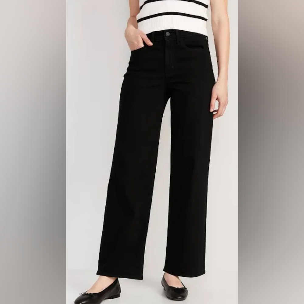 NWT Old Navy wow loose straight jeans women size 14 petite Black